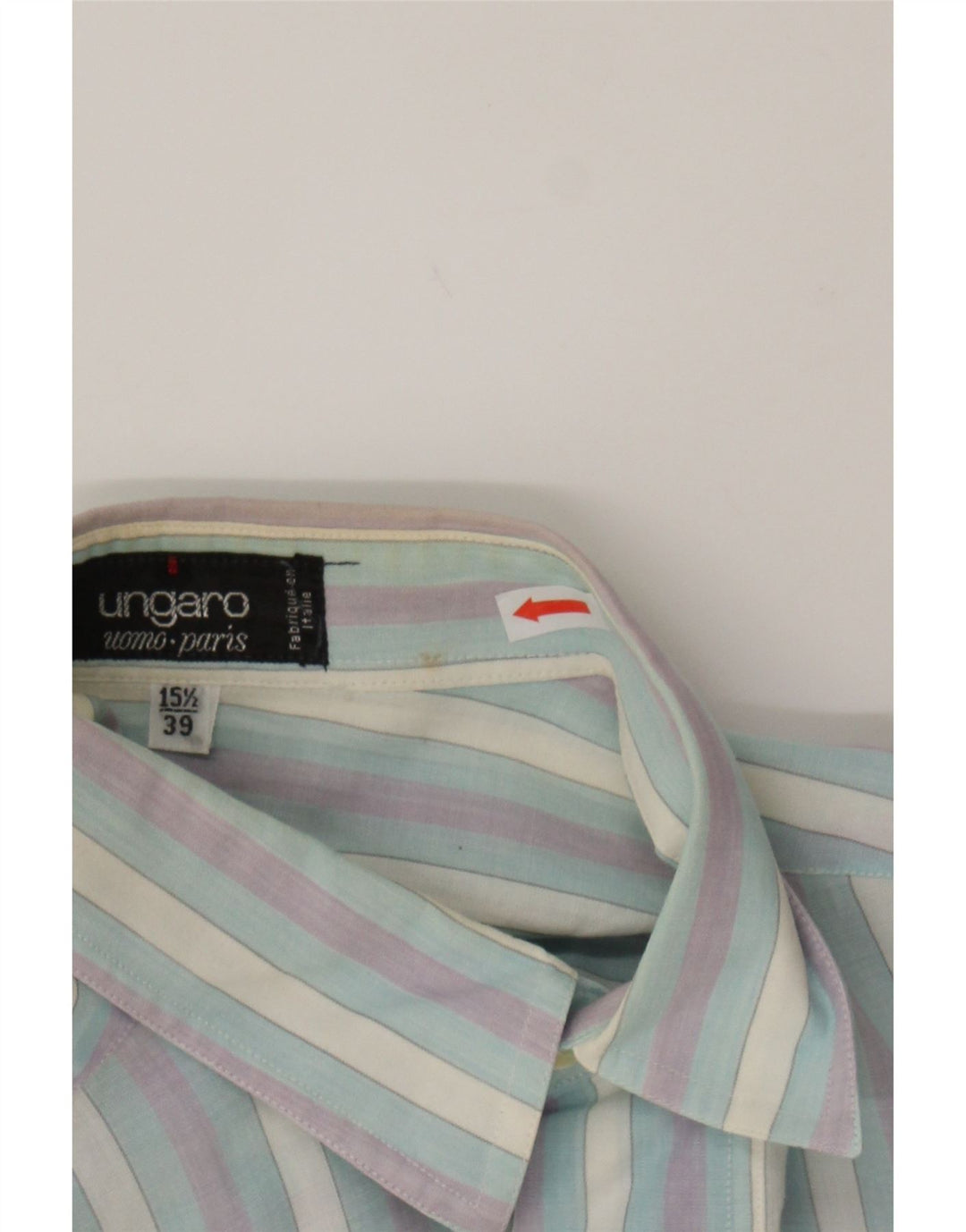 UNGARO Mens Shirt Size 15 1/2 39 Medium Blue Striped Vintage Ungaro and Second-Hand Ungaro from Messina Hembry 