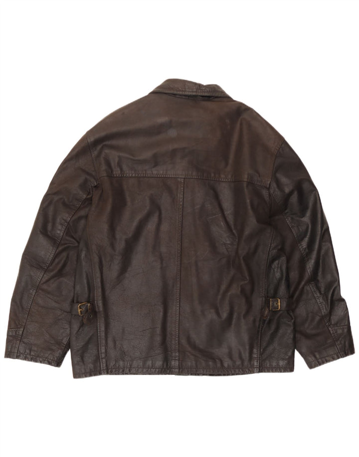 Giacca in pelle vintage da uomo IT 50 grande in pelle marrone