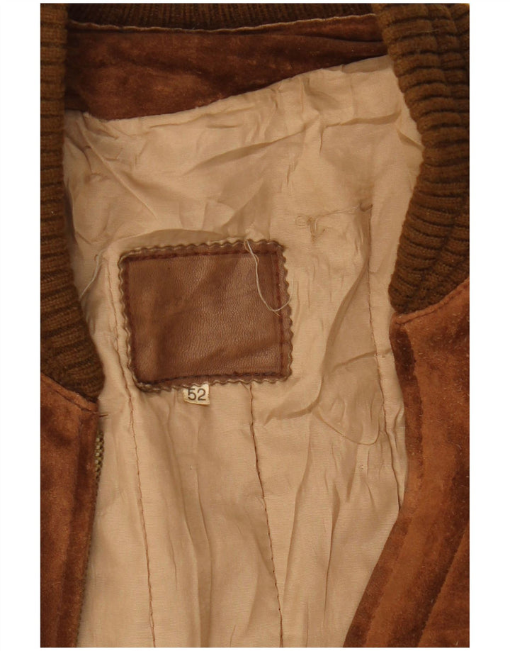 Giubbotto bomber da uomo in pelle scamosciata VINTAGE IT 52 XL Marrone