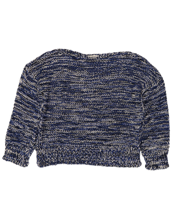 Maglione corto con scollo a barca da donna Zara UK 16 grandi righe blu navy