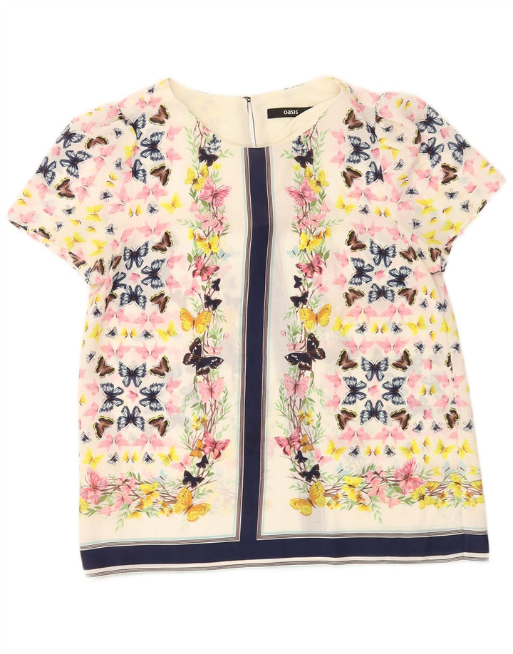 Camicetta da donna Oasis Top UK 10 Piccolo poliestere floreale bianco
