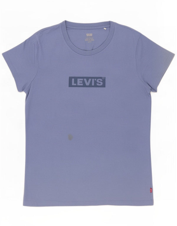 T-shirt grafica da donna Levi's Top UK 10 piccola in cotone blu