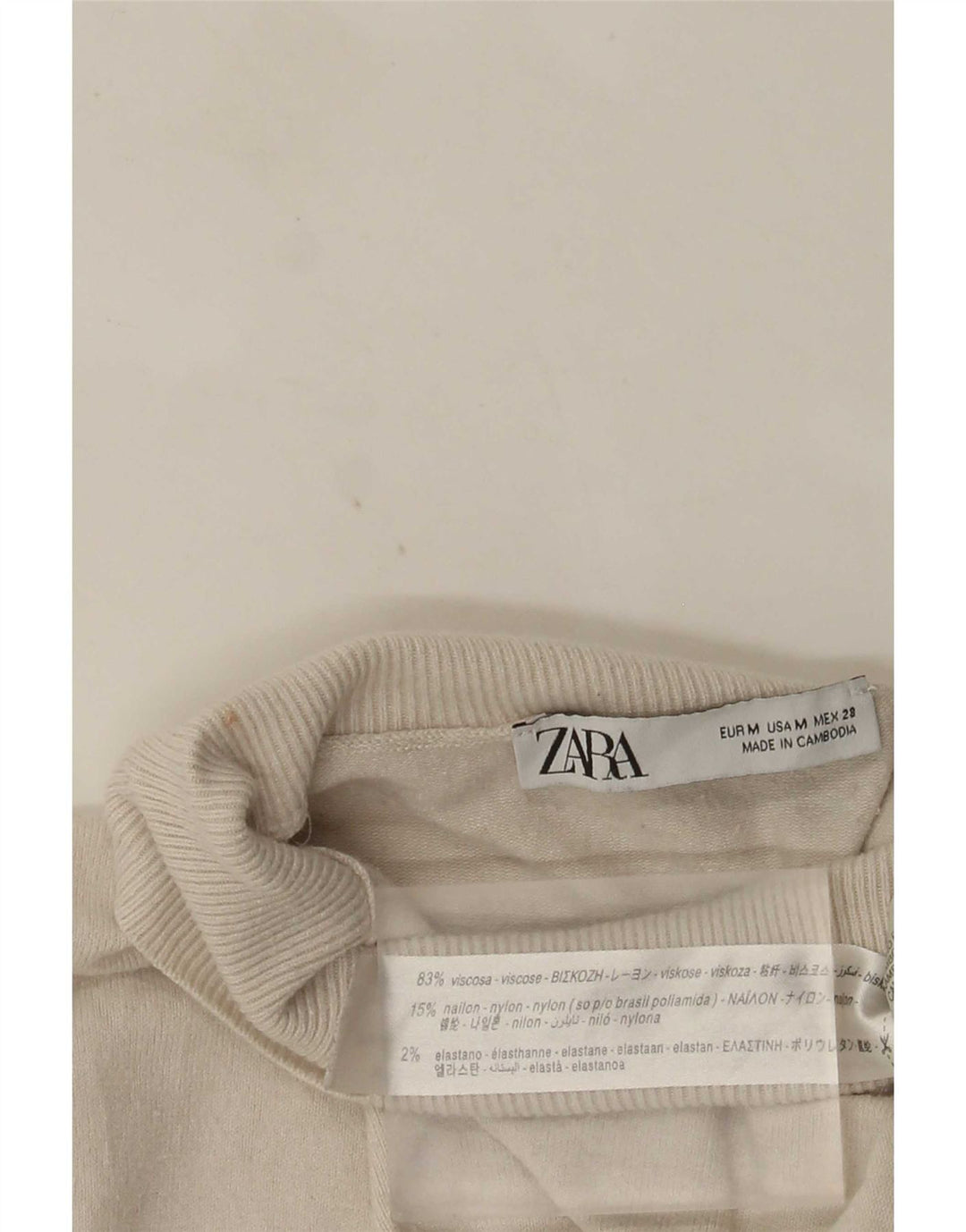 Maglione maglione collo alto da donna Zara UK 12 viscosa bianca media
