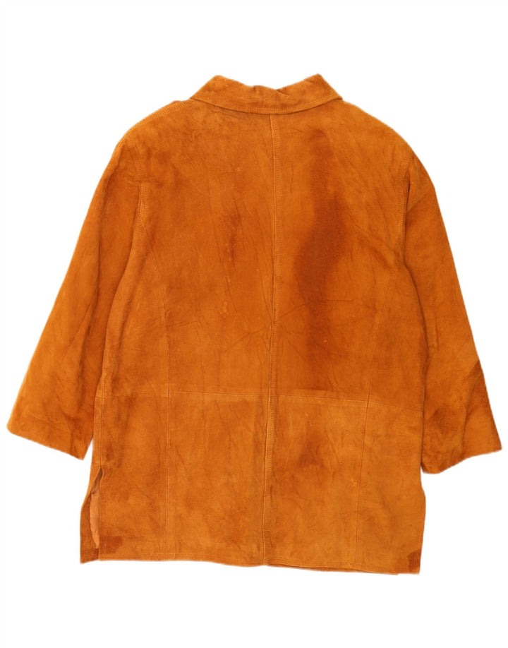 Giacca vintage in pelle scamosciata da donna IT 42 in pelle marrone medio