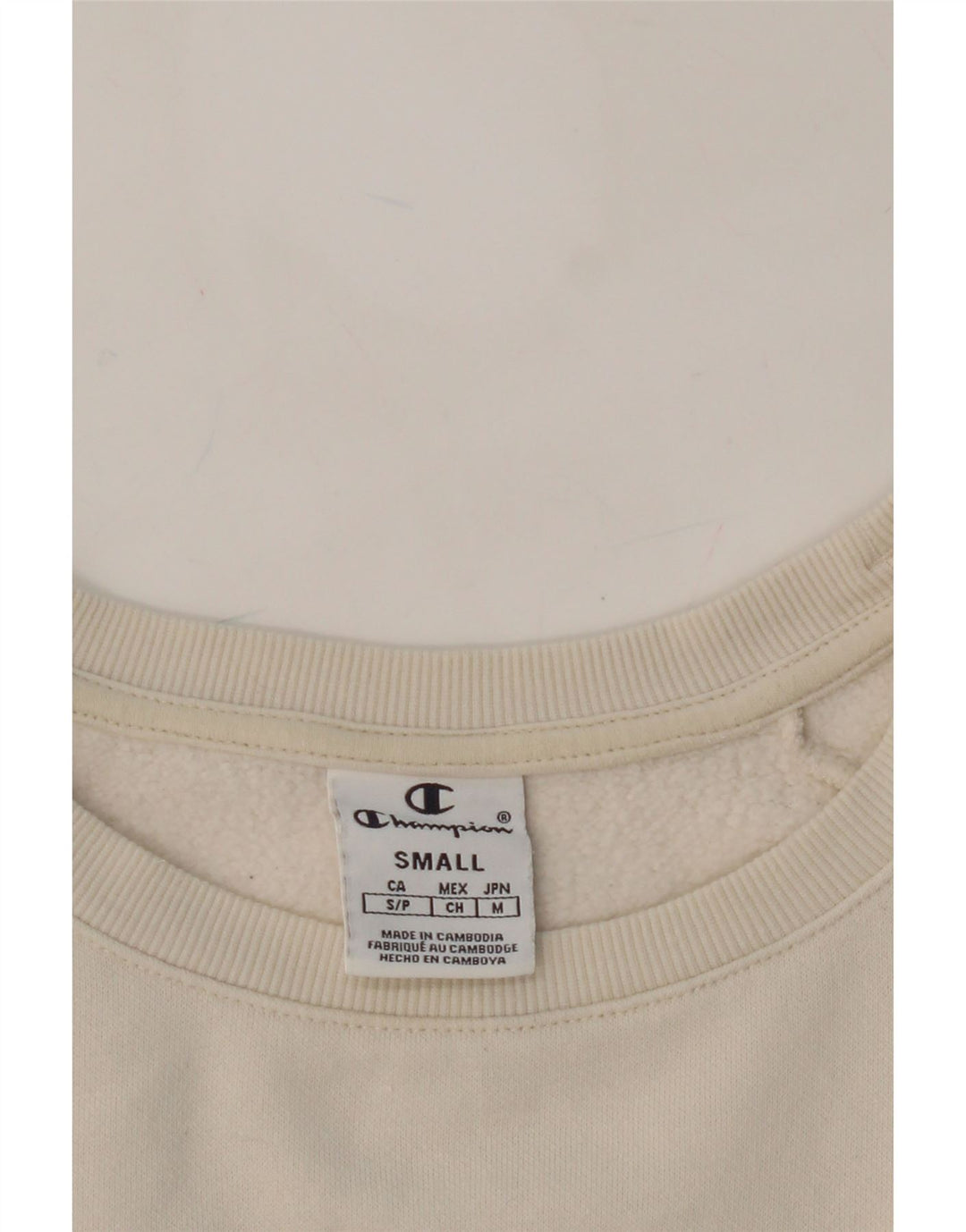 CHAMPION Womens Oversized Crop Sweatshirt Jumper UK 10 Small Off White Vintage Champion and Second-Hand Champion from Messina Hembry 