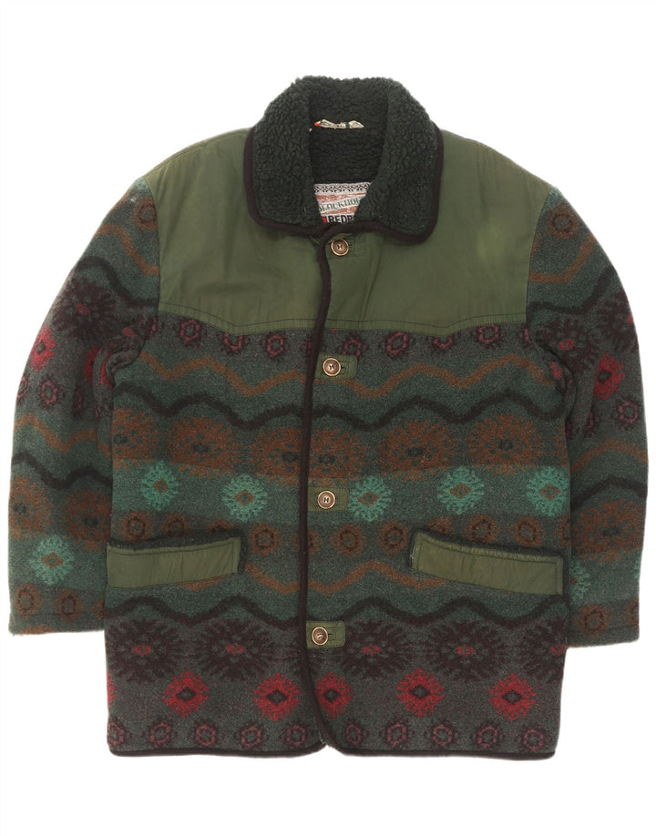 Cappotto giacca a vento da uomo Redpoint UK 42 XL lana geometrica verde