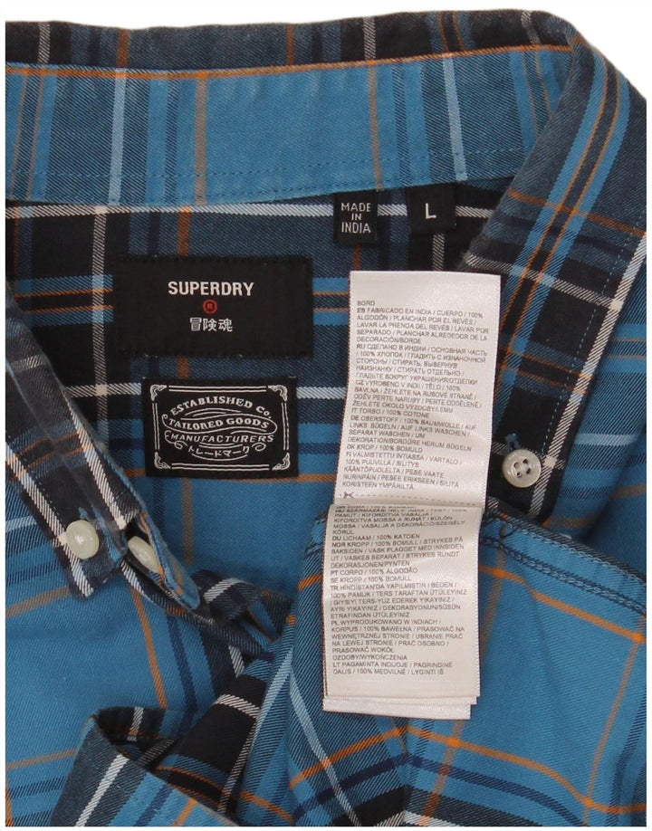 Camicia da uomo a quadri Superdry in cotone scozzese grande blu