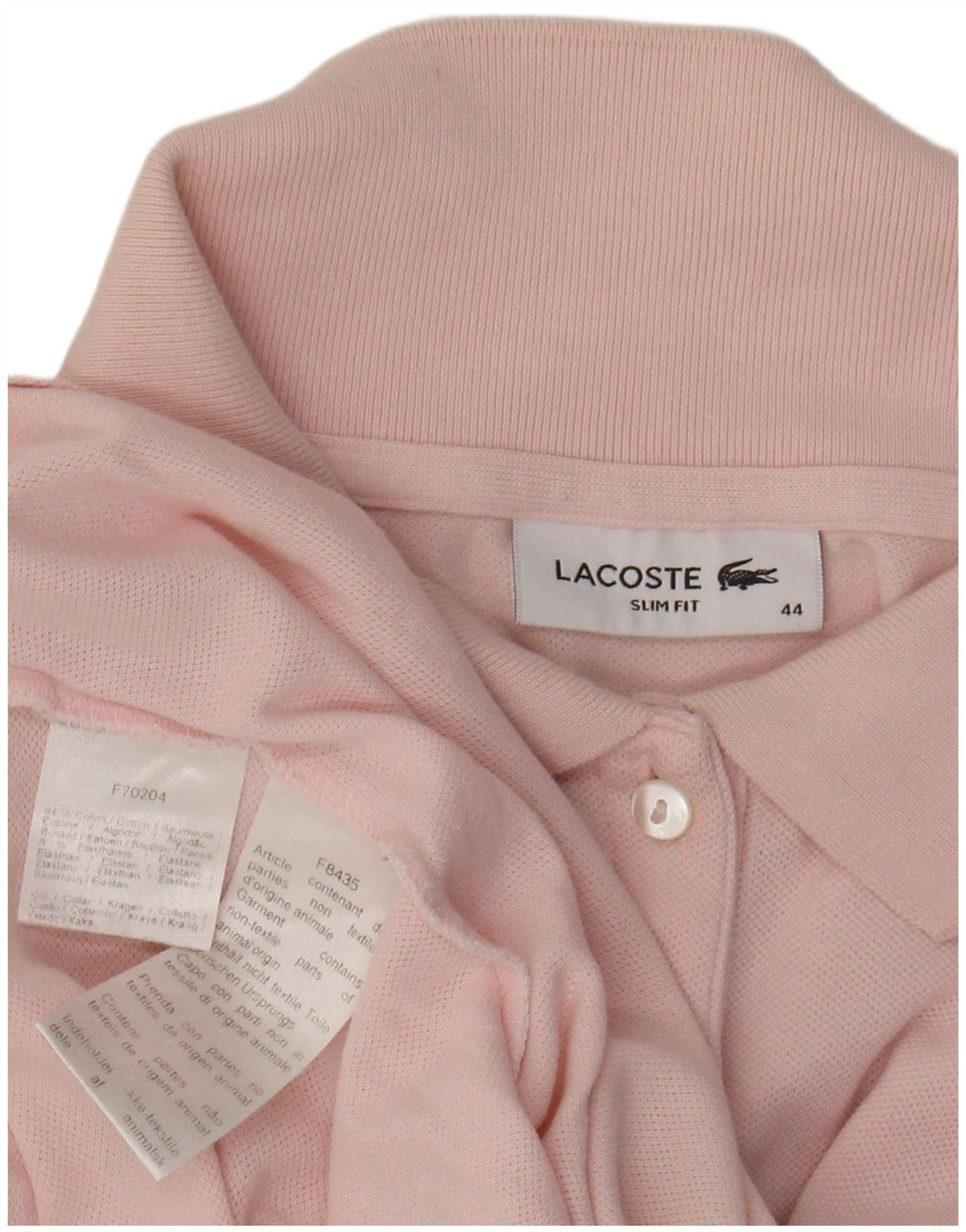 Polo LACOSTE da donna a maniche lunghe slim fit taglia 44 grande cotone rosa