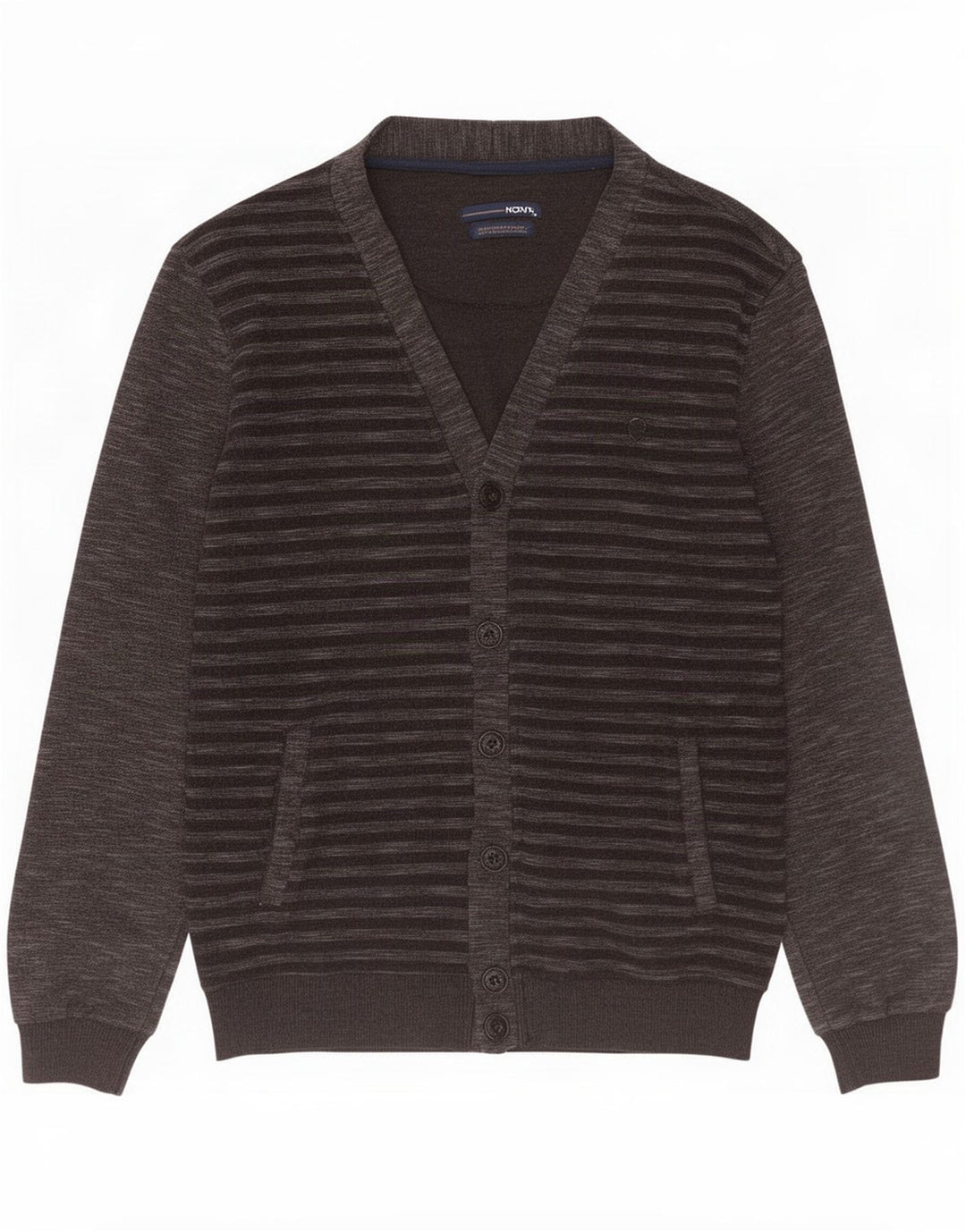 Maglione cardigan da uomo vintage in cotone a righe nere medie