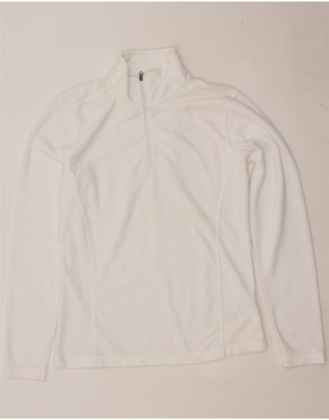 DIADORA Womens Zip Neck Fleece Jumper UK 16 Large White Polyester Vintage Diadora and Second-Hand Diadora from Messina Hembry 