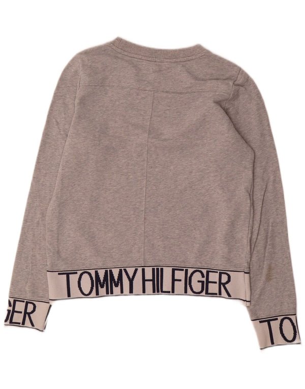 Felpa grafica da donna Tommy Hilfiger Maglione UK 10 Small Cotone grigio