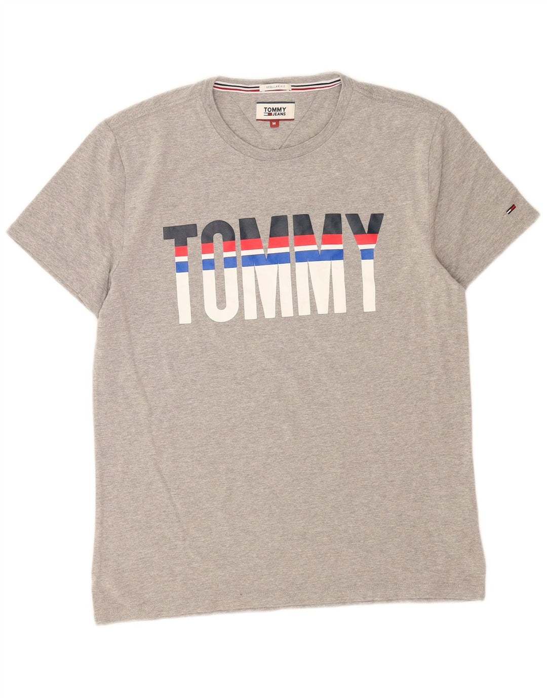 T-shirt grafica da uomo con vestibilità regolare Tommy Hilfiger Top in cotone grigio medio