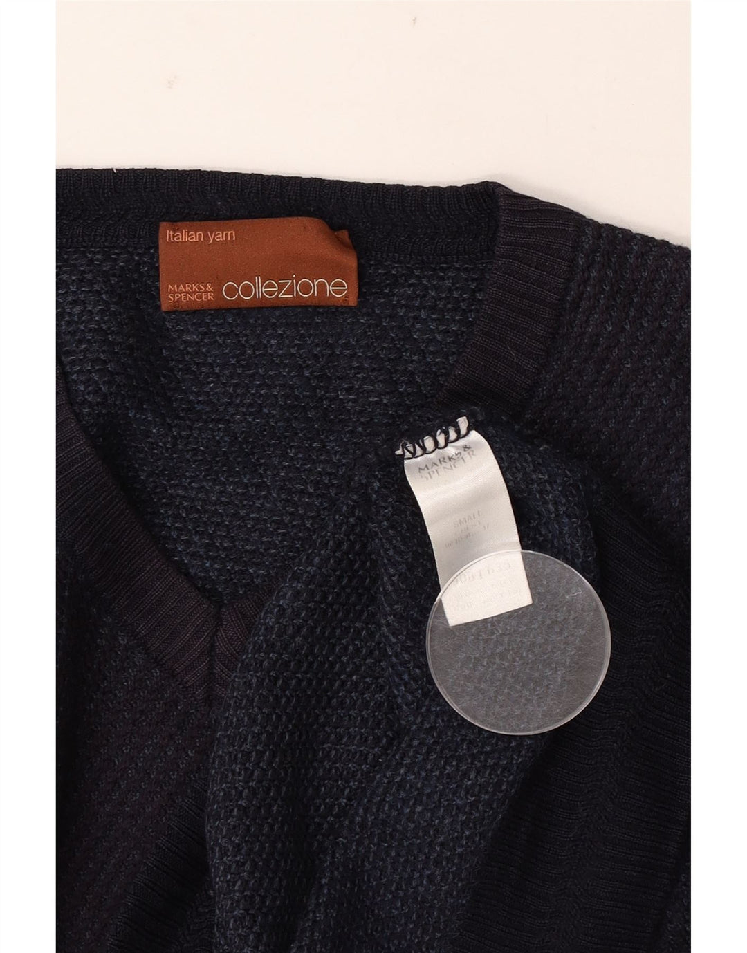 Maglione maglione con scollo a V da uomo Marks & Spencer piccolo blu navy