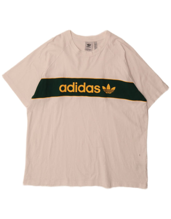 T-shirt grafica da uomo Adidas Top 2XL cotone color block bianco