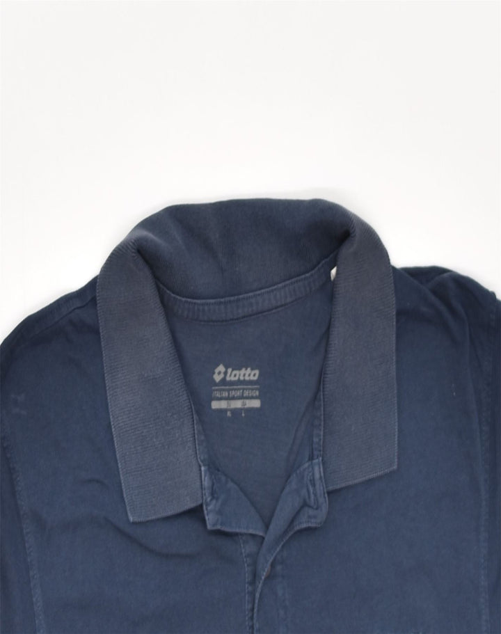 LOTTO Mens Polo Shirt Large Navy Blue Cotton | Vintage | Thrift | Second-Hand | Used Clothing | Messina Hembry 