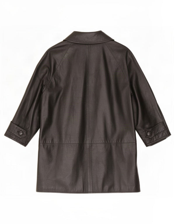 Cappotto in pelle vintage da donna vestibilità ampia IT 40 piccolo nero