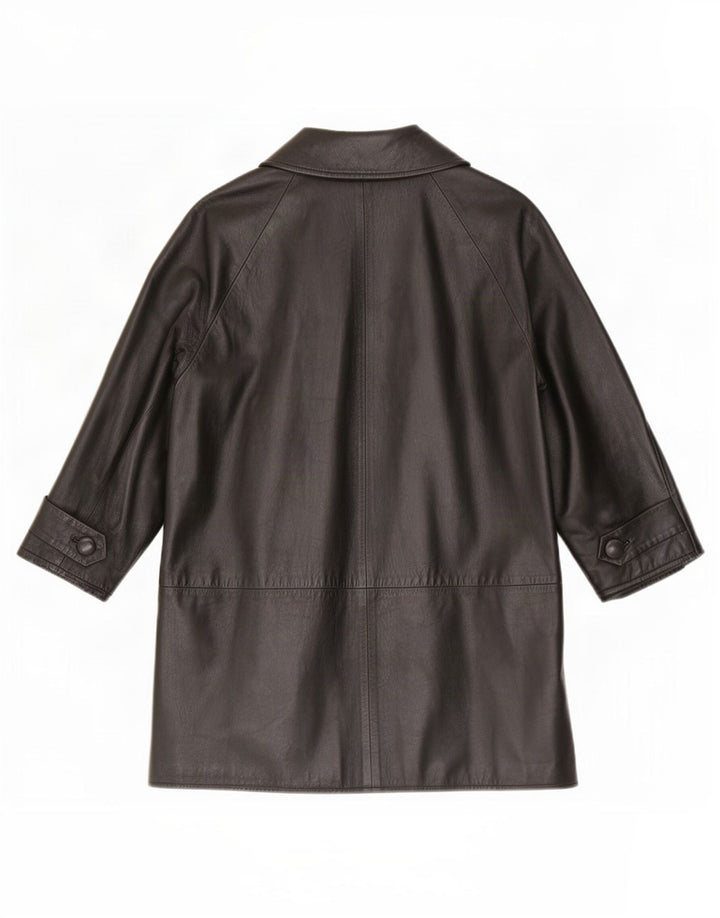Cappotto in pelle vintage da donna vestibilità ampia IT 40 piccolo nero