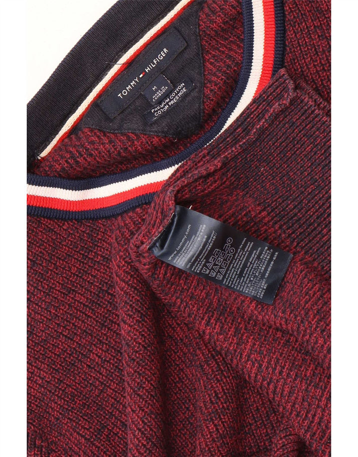 Maglione maglione girocollo da uomo Tommy Hilfiger medio bordeaux screziato