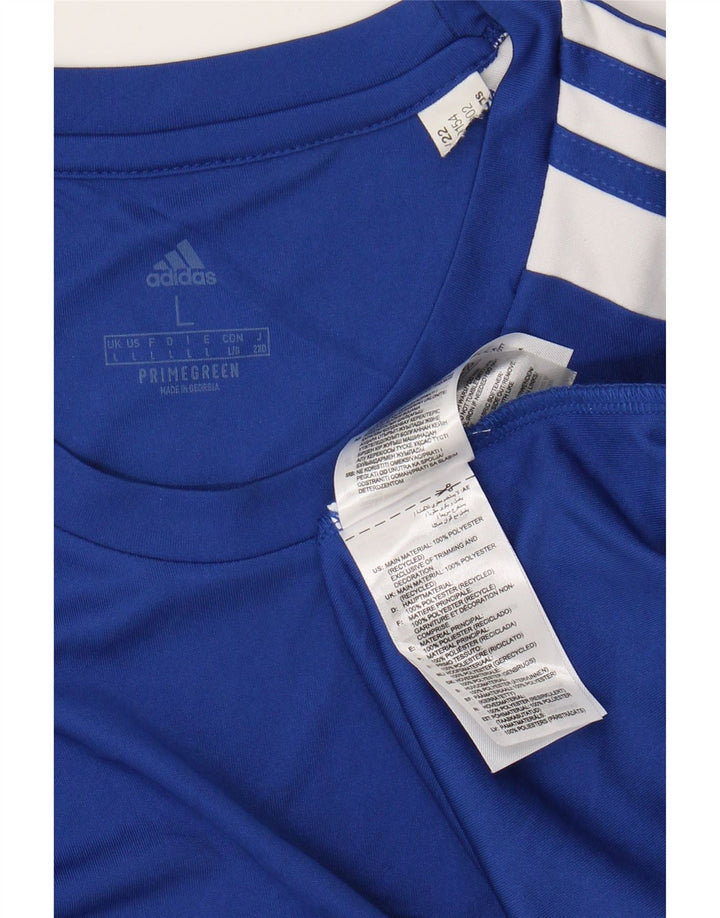 ADIDAS Mens Primegreen Graphic T-Shirt Top Large Blue Polyester Vintage Adidas and Second-Hand Adidas from Messina Hembry 