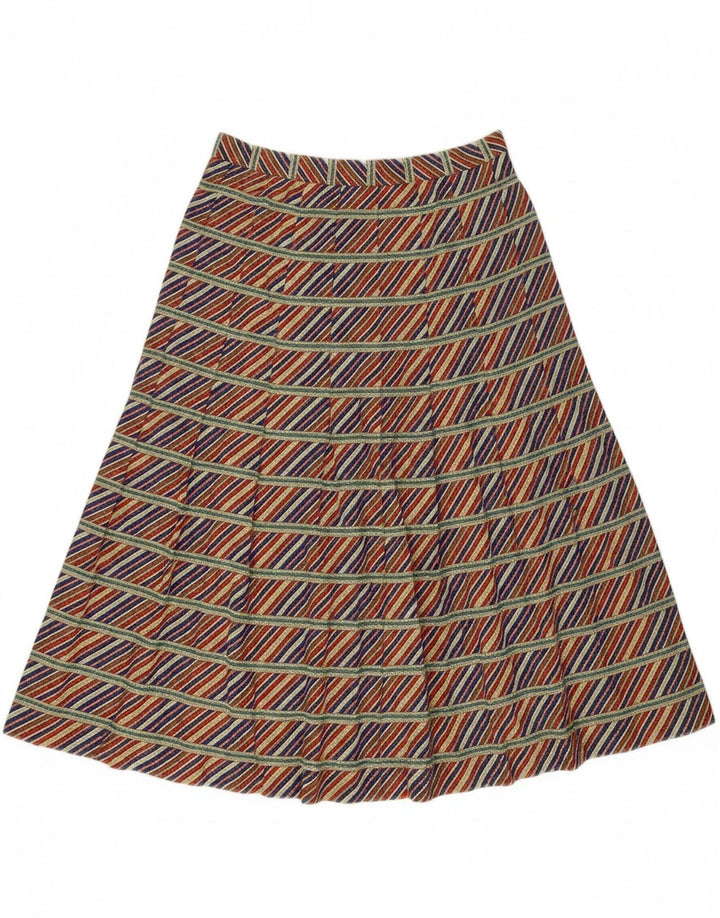 LOUIS LONDON Womens Pleated Skirt EU 40 Medium W28 Multicoloured Striped Vintage Louis London and Second-Hand Louis London from Messina Hembry 