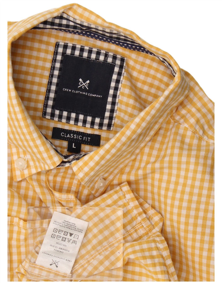 Crew Clothing Camicia da uomo dalla vestibilità classica, grande, in cotone a quadretti gialli