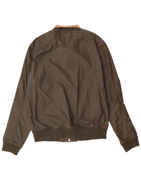 BARBOUR Giubbotto bomber da uomo UK 40 Large Khaki Poliammide