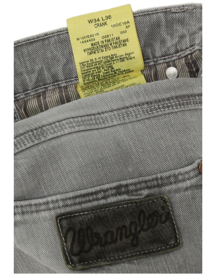 Jeans dritti Crank da uomo Wrangler W34 L36 cotone grigio