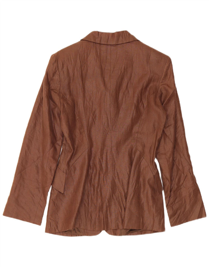 Giacca blazer vintage da donna a 3 bottoni UK 10 piccola marrone