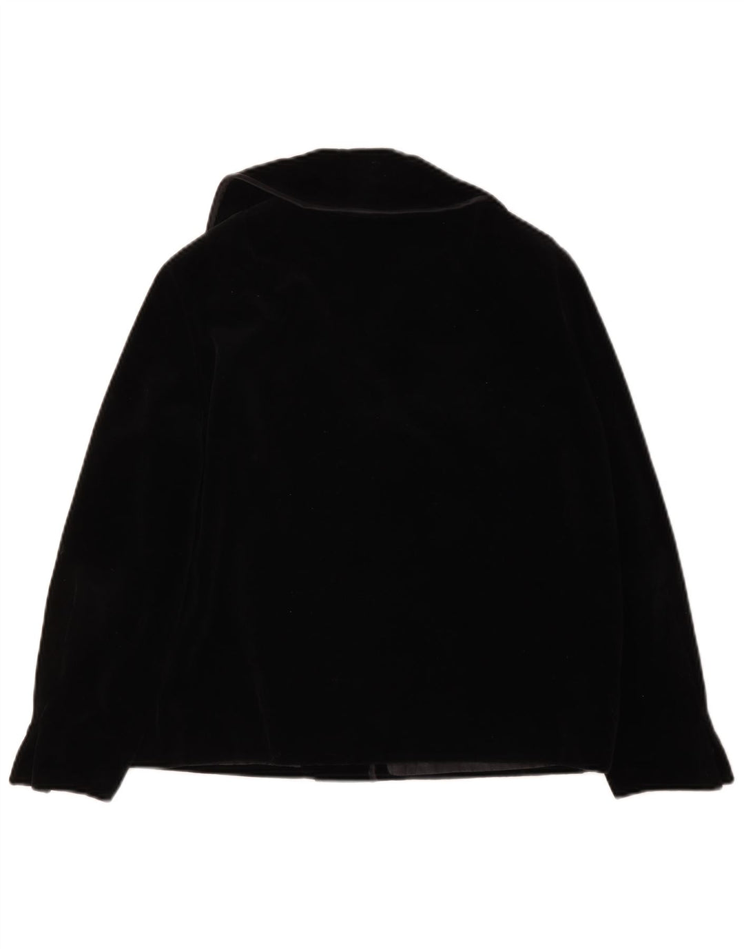 Giacca blazer in velluto a 4 bottoni vintage da donna UK 14 grande nera