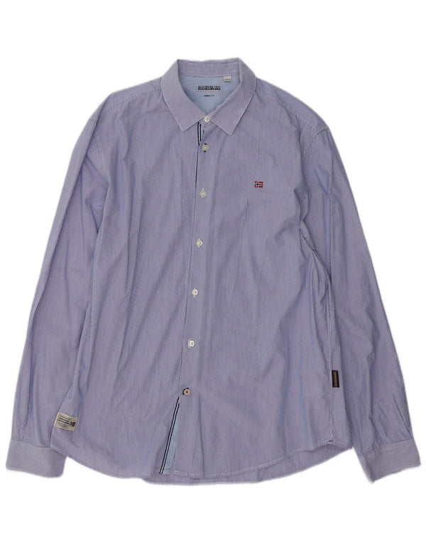 NAPAPIJRI Mens Urban Fit Shirt XL Blue Pinstripe Cotton