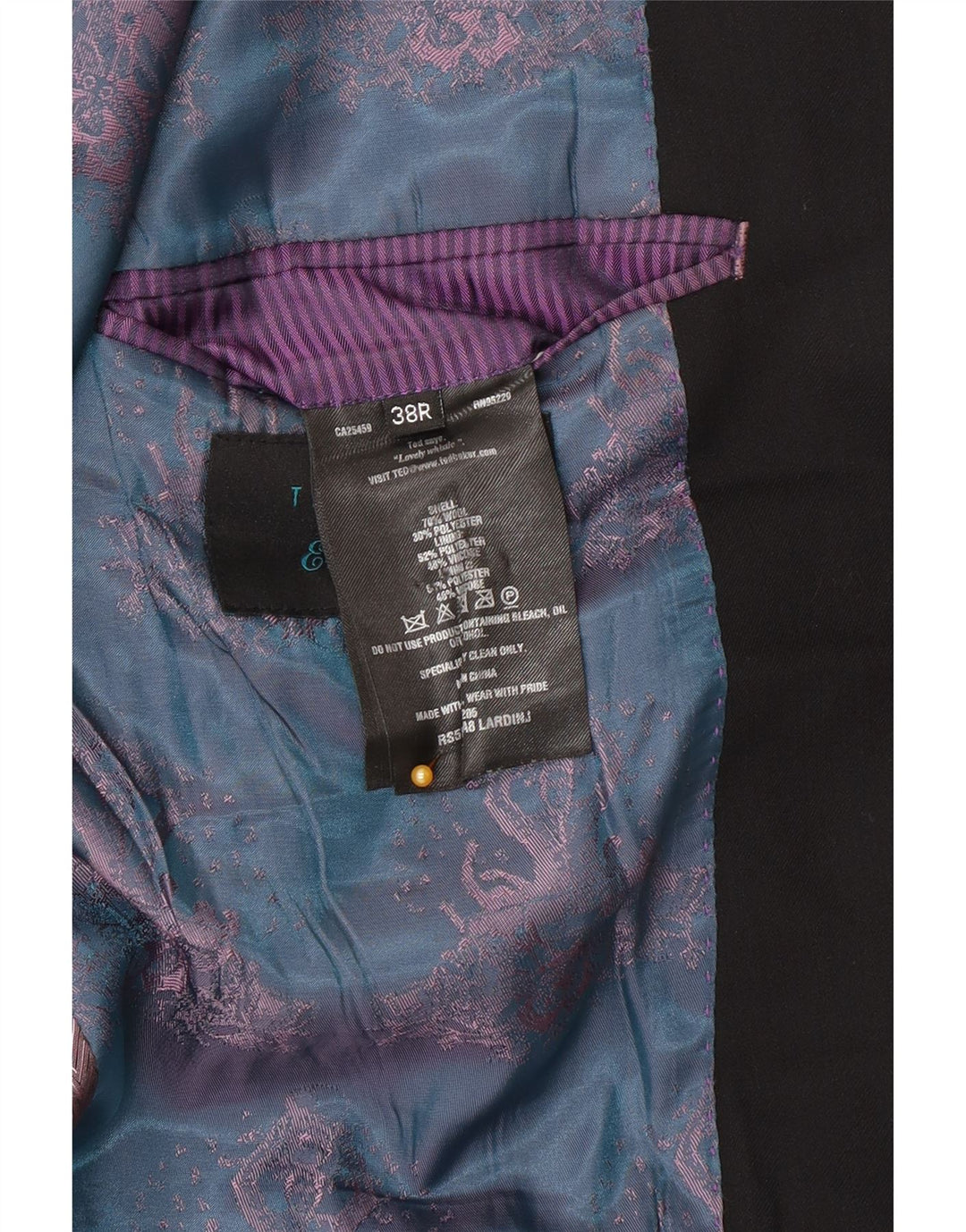 Giacca blazer da uomo a 2 bottoni Ted Baker UK 38 lana nera media