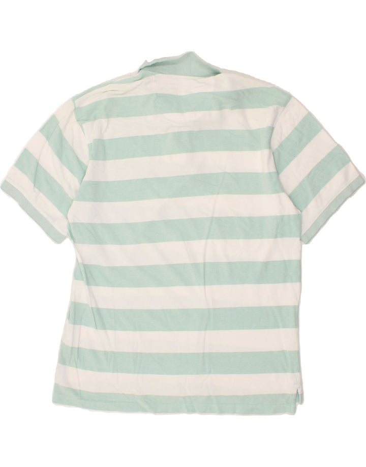IZOD Mens Polo Shirt 2XL Turquoise Striped Cotton Vintage Izod and Second-Hand Izod from Messina Hembry 