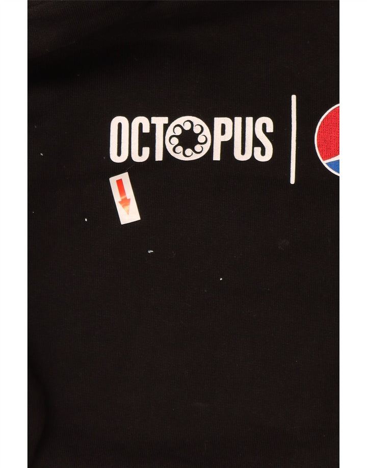 Felpa con cappuccio grafica da uomo Octopus, cotone nero medio