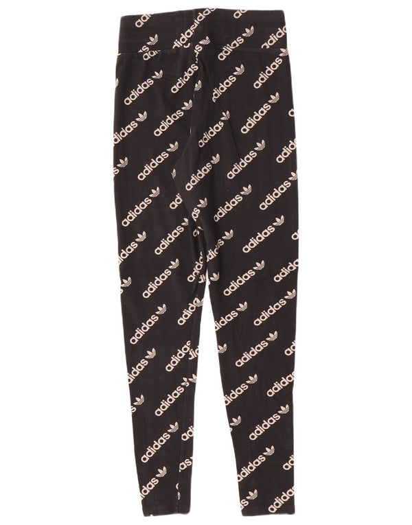 Leggings grafici da donna Adidas UK 12 cotone medio nero