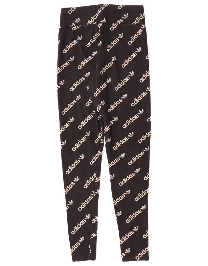 Leggings grafici da donna Adidas UK 12 cotone medio nero