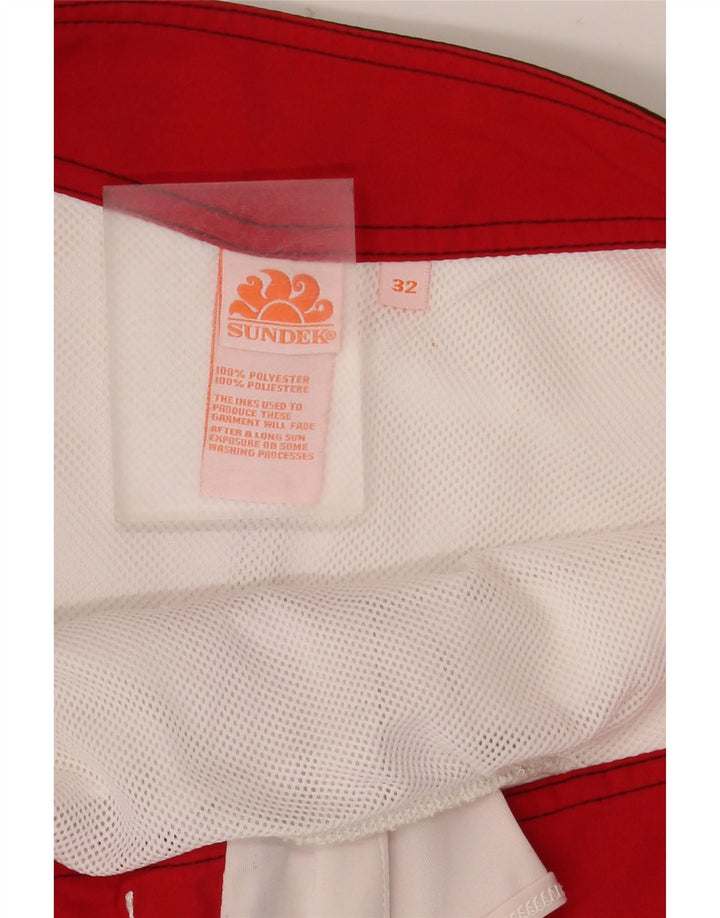 Pantaloncini da bagno grafici da uomo Sundek grandi in poliestere bianco