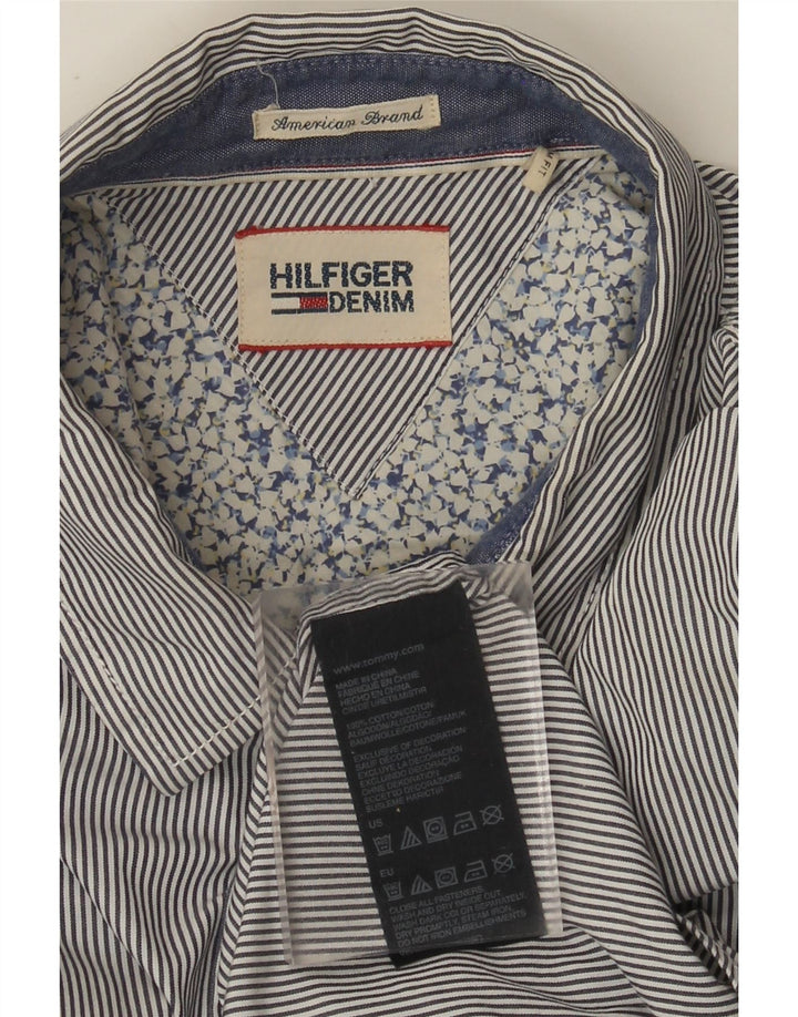 Camicia slim fit da uomo Tommy Hilfiger in cotone gessato grigio medio