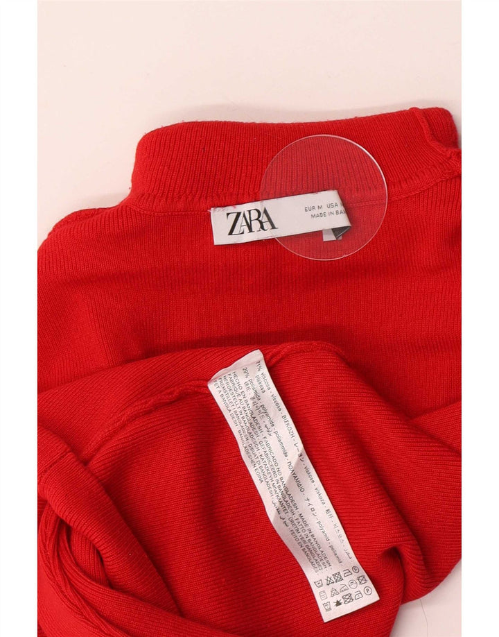 Top corto da donna Zara con collo alto a maniche lunghe UK 12 rosso medio in viscosa