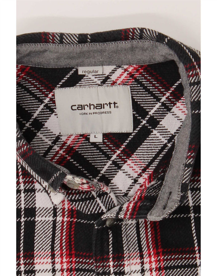 Camicia da uomo Carhartt Worker Wear vestibilità regolare in flanella grande scozzese nero