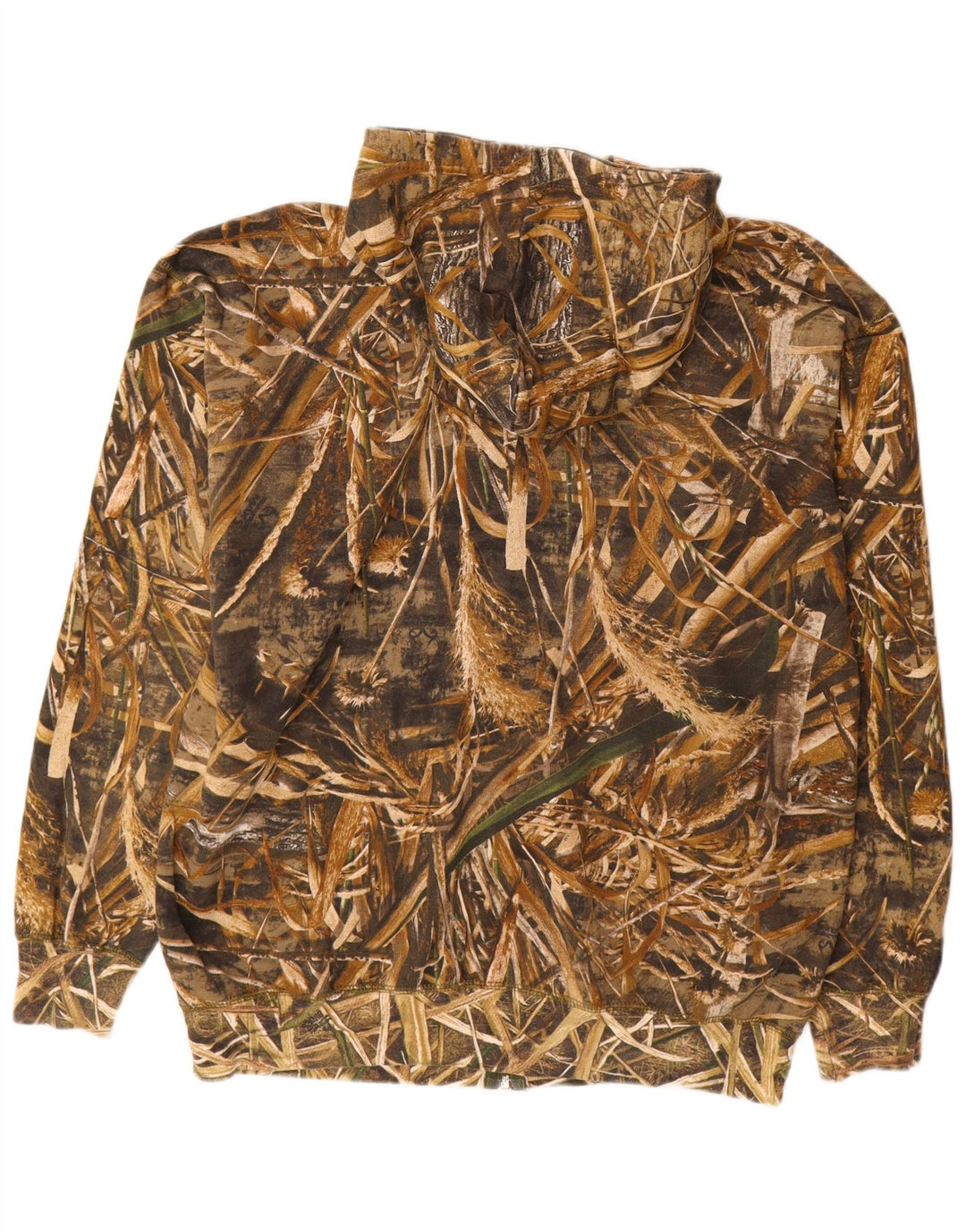 Maglione con cappuccio e zip da uomo VINTAGE 2XL Poliestere mimetico marrone