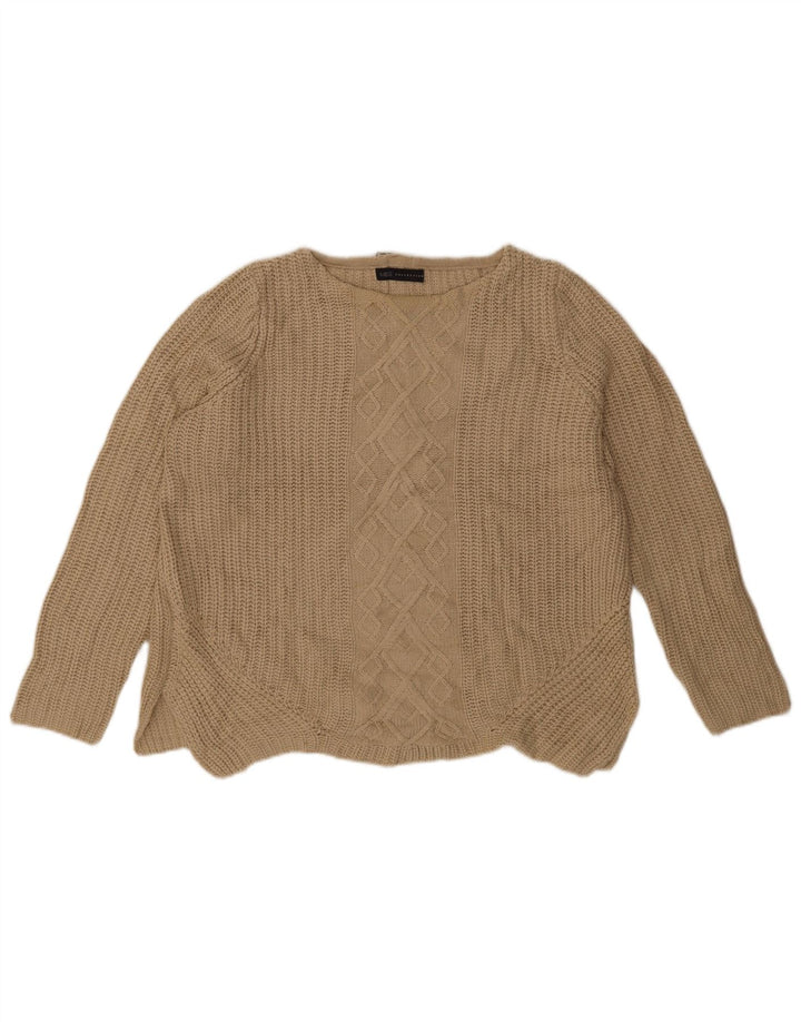 Maglione maglione oversize con scollo a barca da donna Marks & Spencer UK 14 Large Beige
