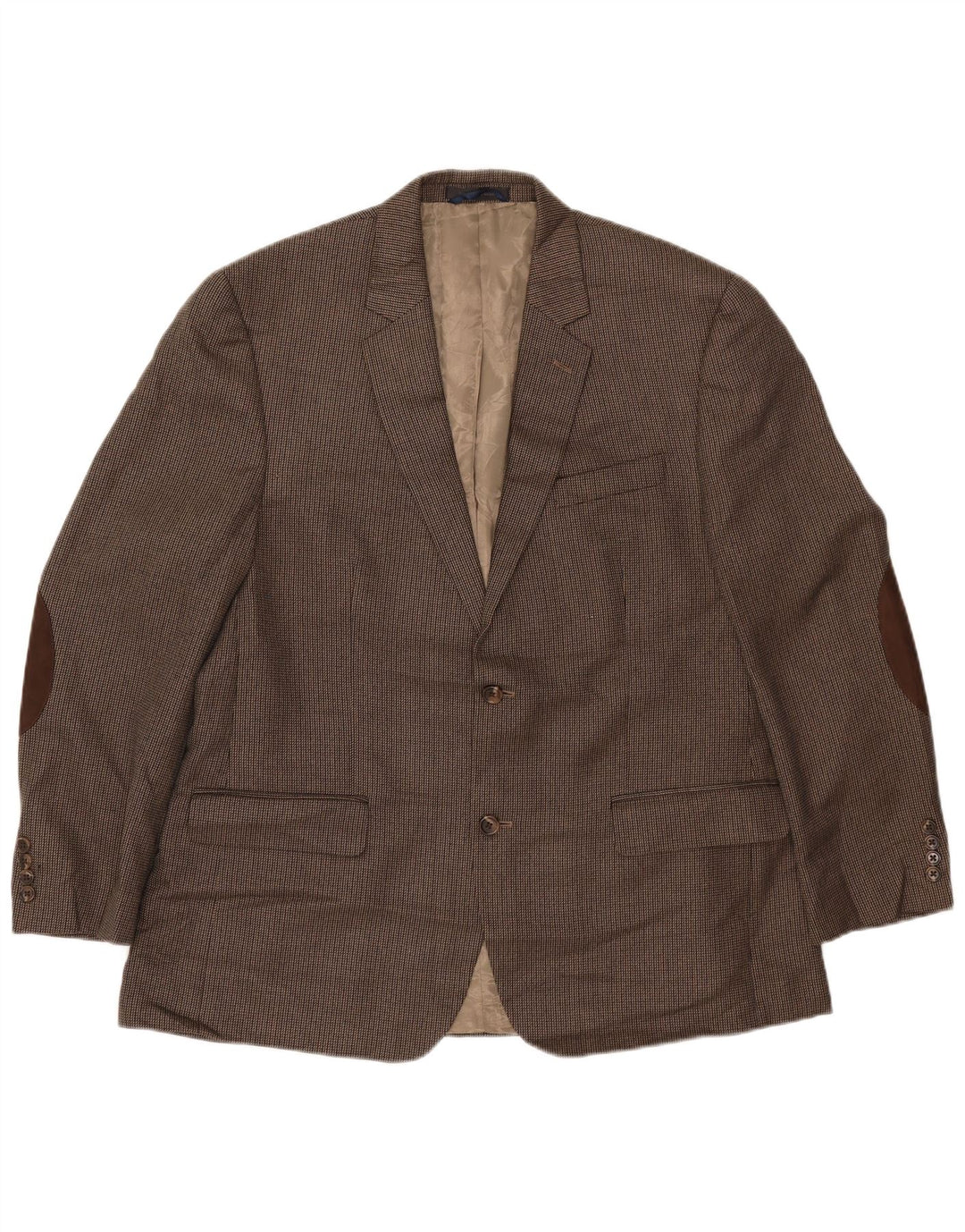 Giacca blazer da uomo a 2 bottoni IZOD UK 44 2XL Rayon gessato marrone