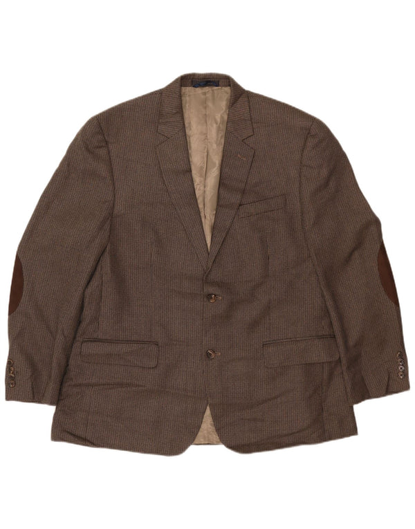 Giacca blazer da uomo a 2 bottoni IZOD UK 44 2XL Rayon gessato marrone
