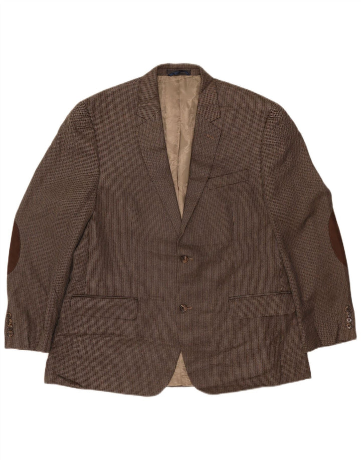 Giacca blazer da uomo a 2 bottoni IZOD UK 44 2XL Rayon gessato marrone