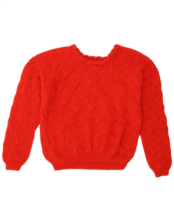 Maglione maglione girocollo da donna vintage UK 14 grande rosso