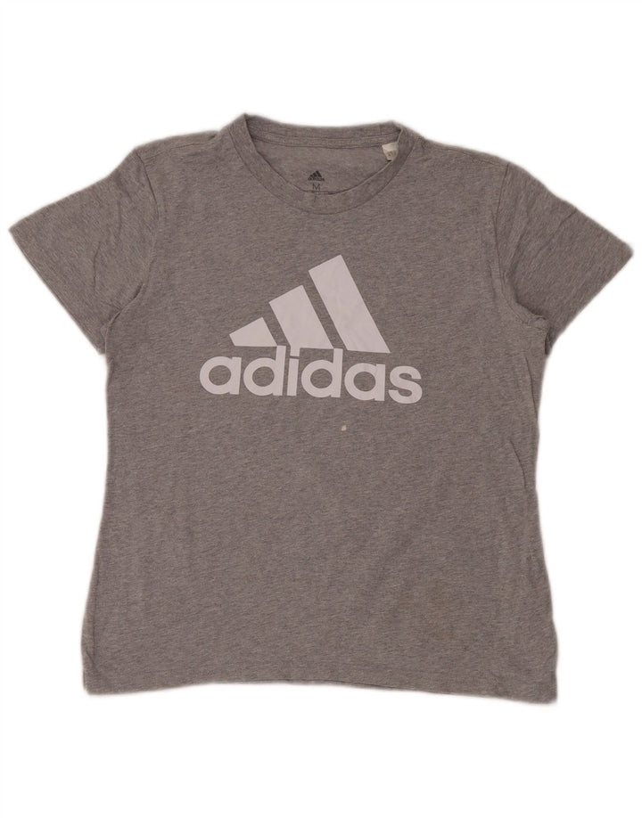 T-shirt grafica da donna Adidas Top UK 12 cotone grigio medio