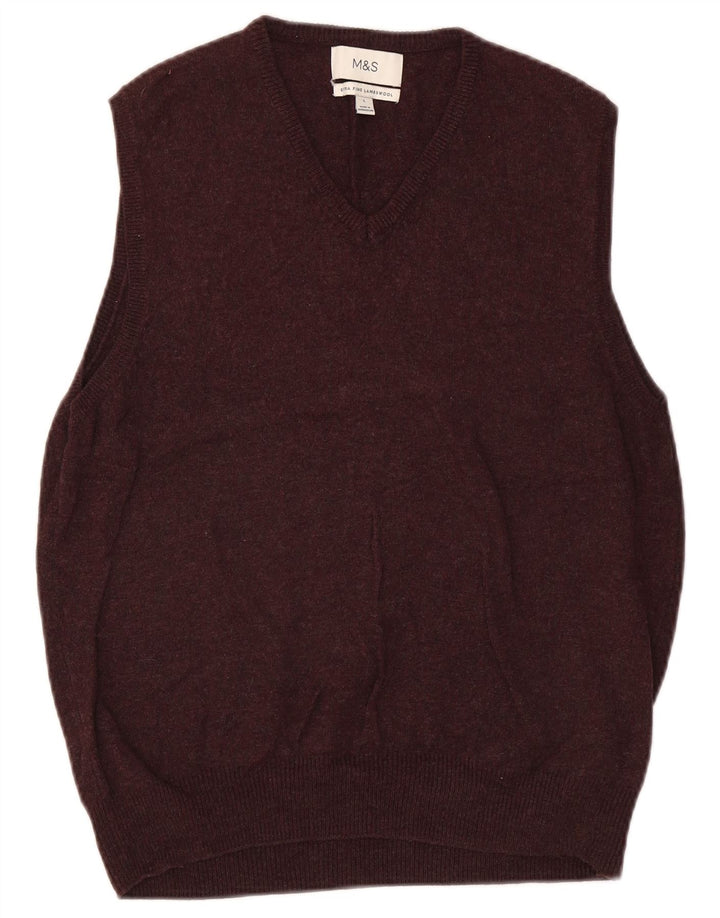 Canottiera da uomo Marks & Spencer, grande, in lana screziata marrone
