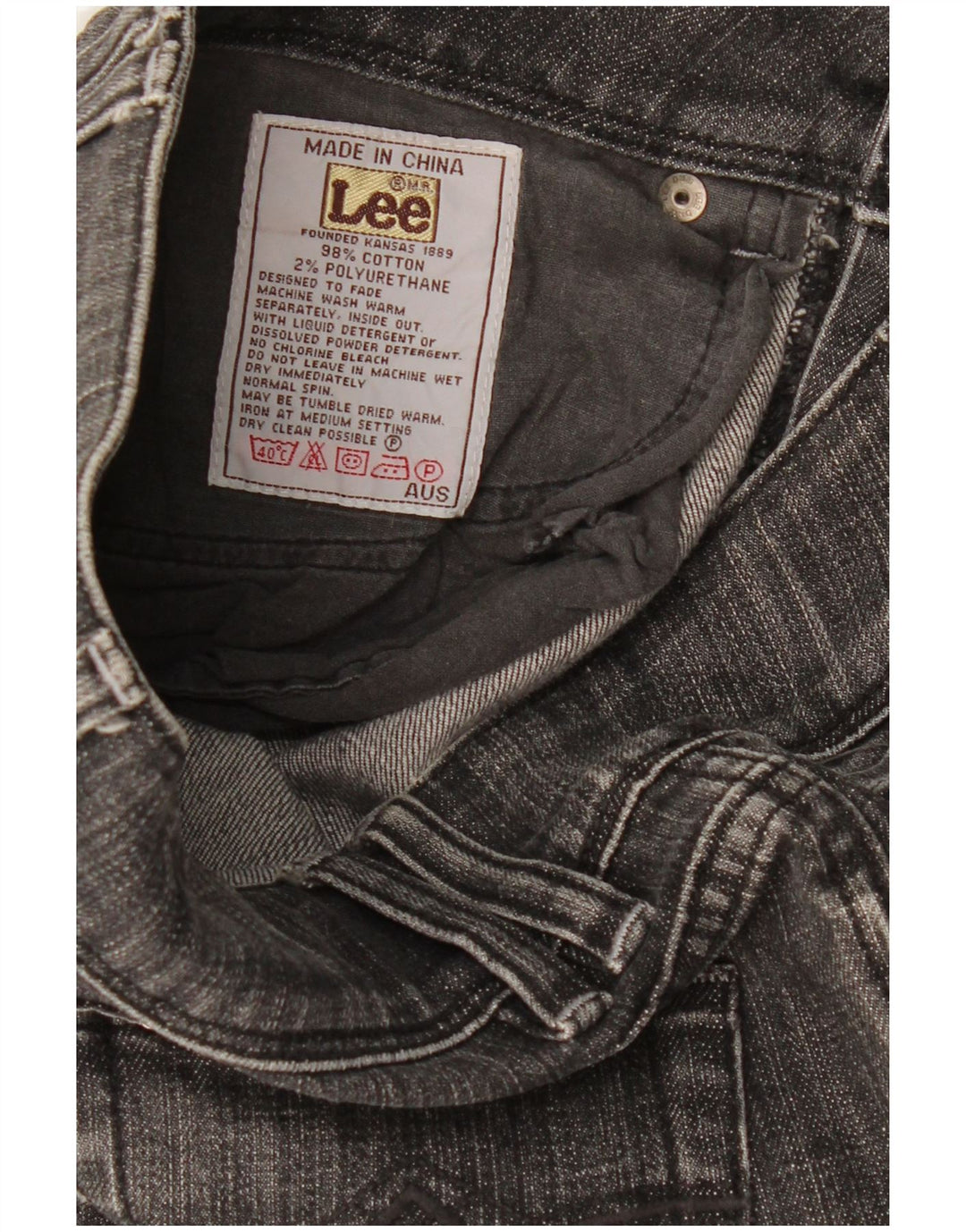 Jeans dritti da donna Lee W26 L34 cotone grigio