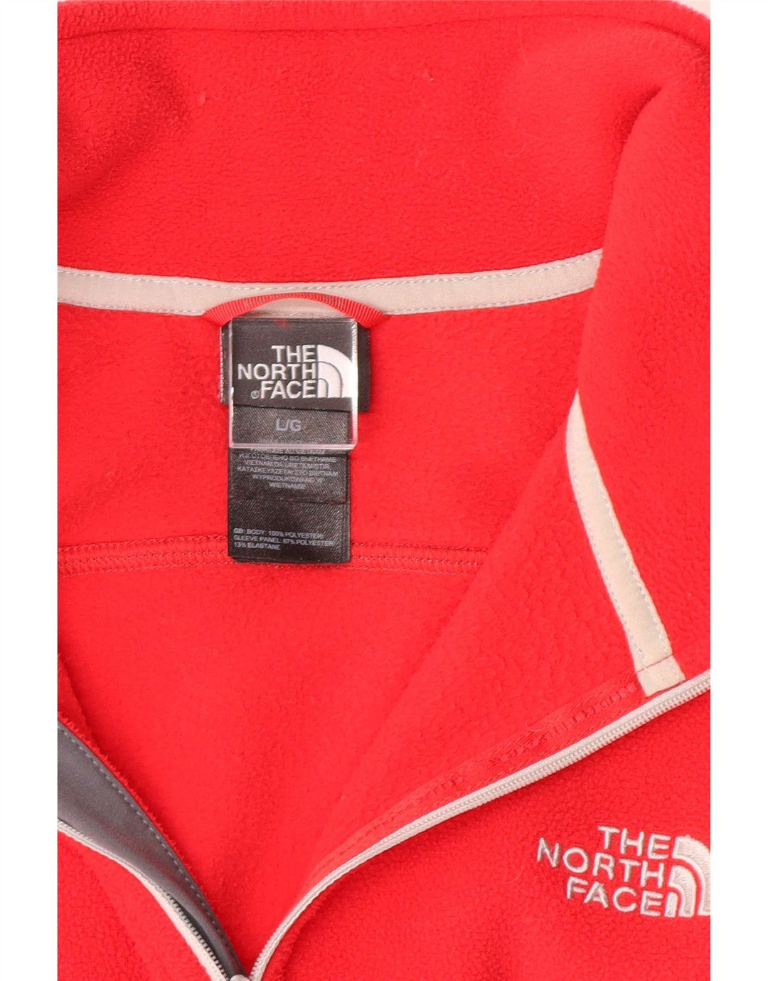 THE NORTH FACE Mens Zip Neck Fleece Jumper Large Red Colourblock Polyester