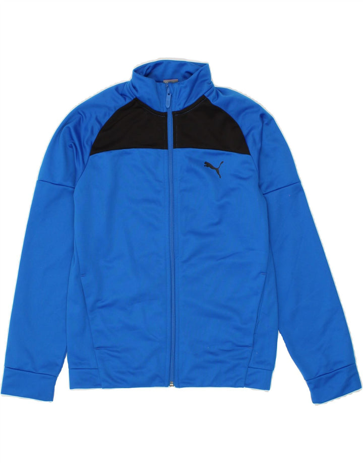 PUMA Boys Tracksuit Top Jacket 11-12 Years Blue Colourblock Polyester Vintage Puma and Second-Hand Puma from Messina Hembry 